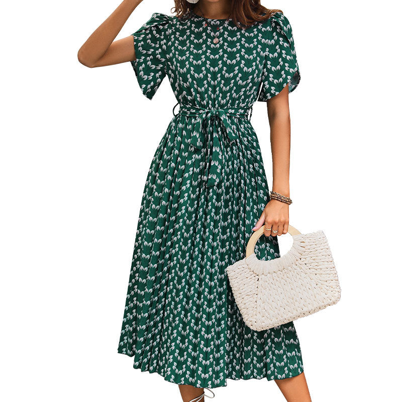 Damen Maxikleid Elegante Taillierung Verspieltes Muster Norvielle