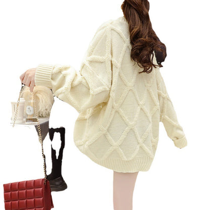 Damen Oversized Pullover Strukturmuster Perlenverzierungen Norvielle