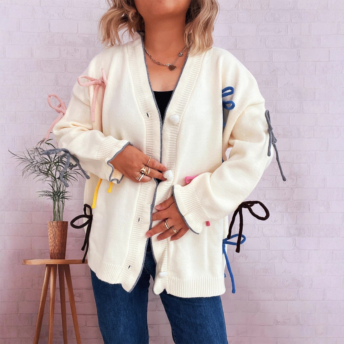 Damen Strickjacke Oversized Bunt Norvielle