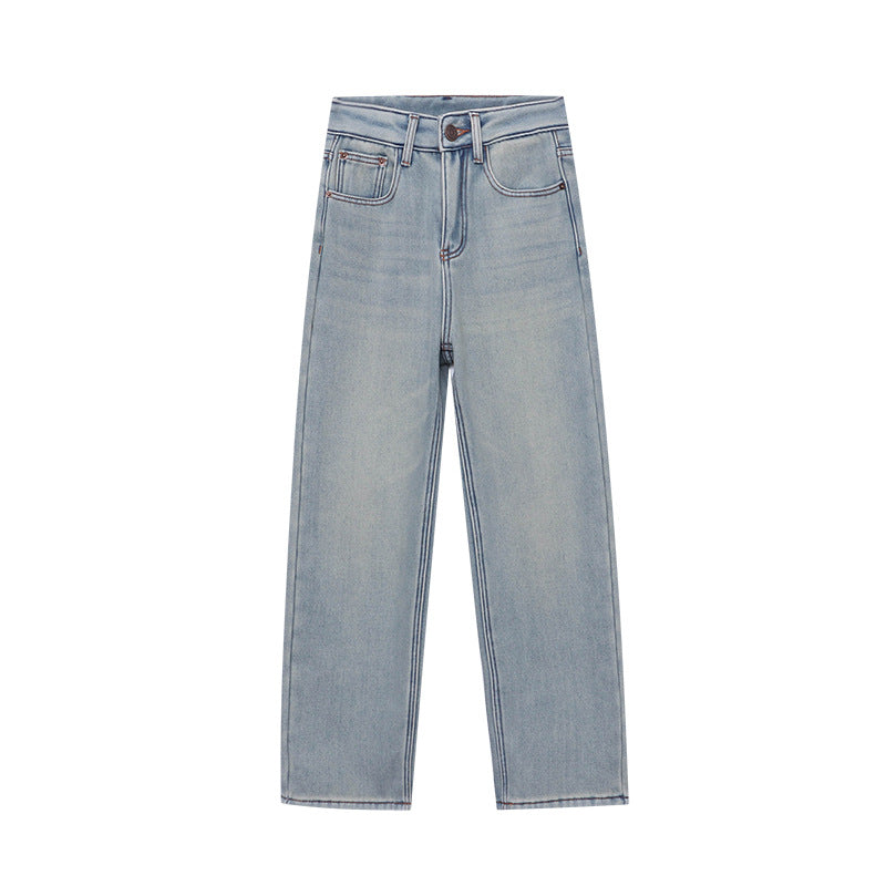 Damen High-Waist Jeans Weites Bein Klassisch Norvielle