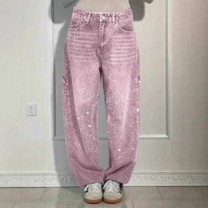 Damen Baggy-Jeans Norvielle Funkelnde Applikationen