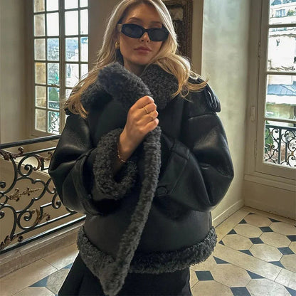 Damen Winterjacke Kunstfellkragen Norvielle