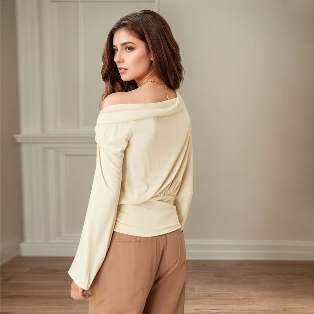Damen Off-Shoulder Drapiertes Design Raffung