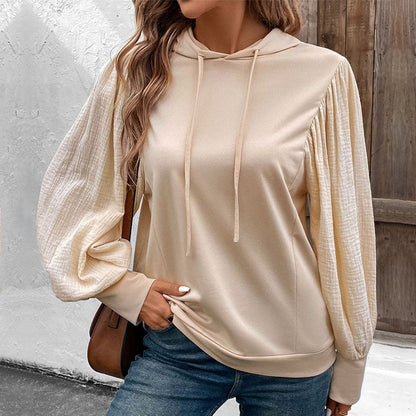 Damen Kapuzenpullover mit Puffärmeln Elegant Schwarz - Norvielle