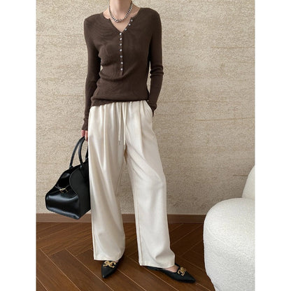 Damen Pullover V-Ausschnitt Langarm Norvielle