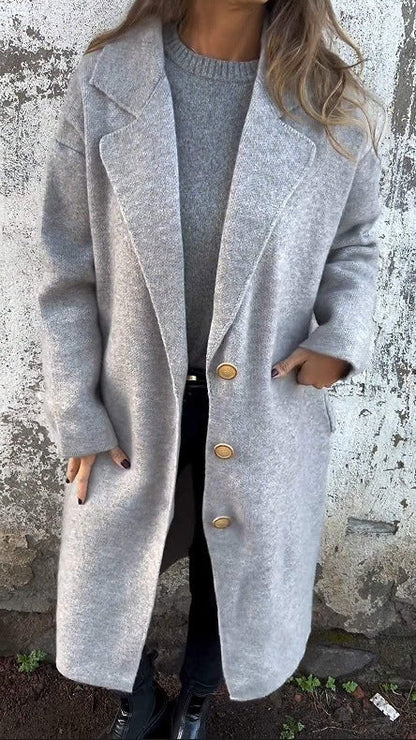 Damen Übergangsjacke Weites Design Knopfdetails Elegantes Design