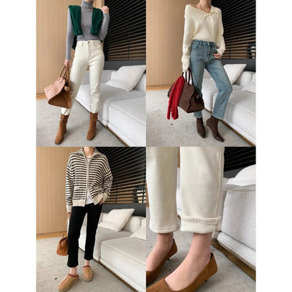 Damen Strickjacke Gestreift Hochkragen Praktische Taschen Norvielle