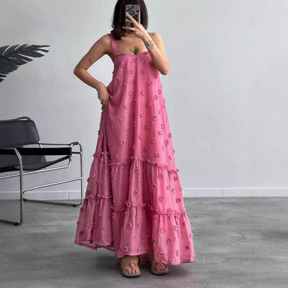 Damen Sommerkleid Bodenlang Floralmuster Rüschendetails Norvielle