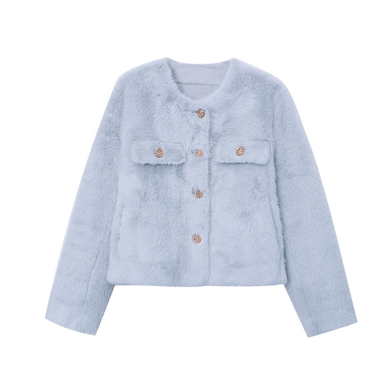 Damen Teddyjacke Weich Norvielle Mit Knöpfen Und Taschen