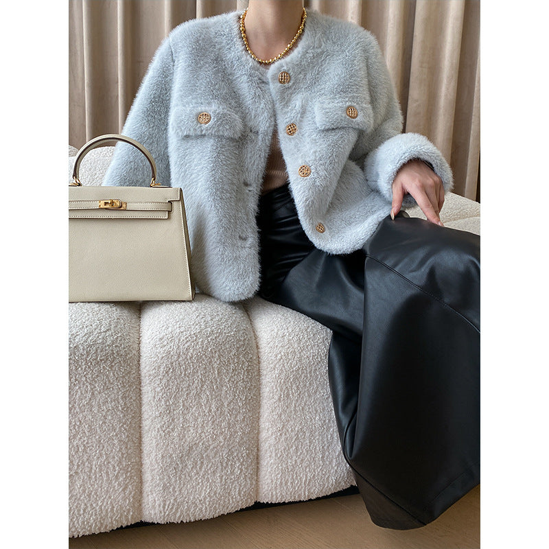 Damen Teddyjacke Weich Norvielle Mit Knöpfen Und Taschen