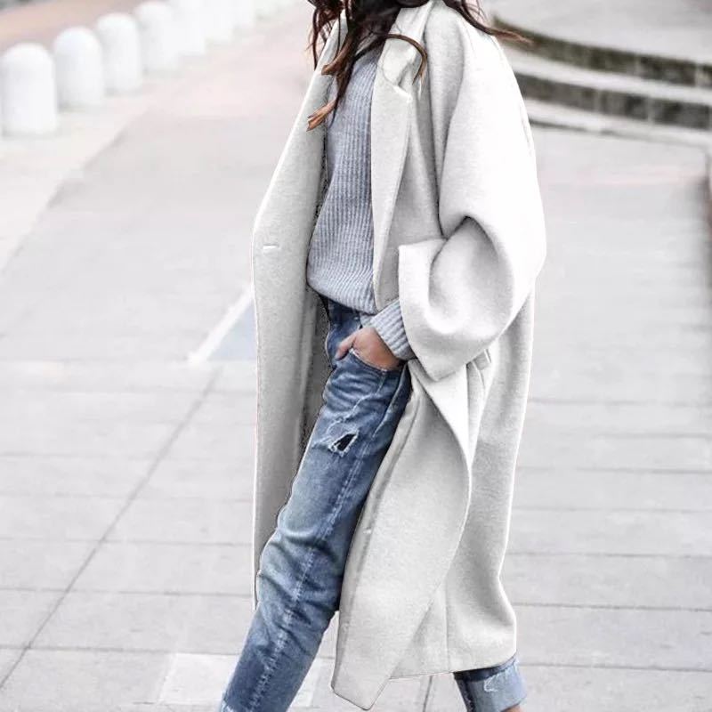 Damen Oversized Wollmantel Klassisches Design