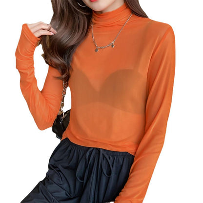 Damen Turtleneck-Pullover Durchsichtig Norvielle