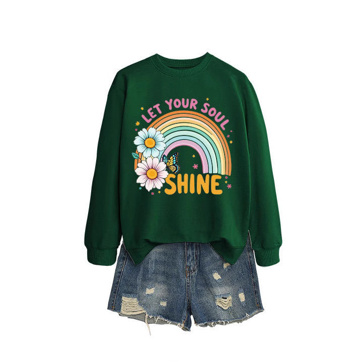 Damen Sweatshirt Bunt Floralmuster Baumwolle