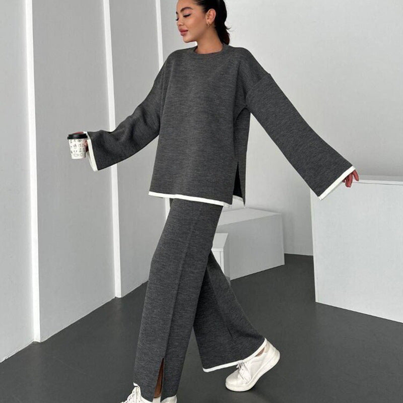 Damen Lounge-Set Weites Oberteil Schlitzhosen Norvielle