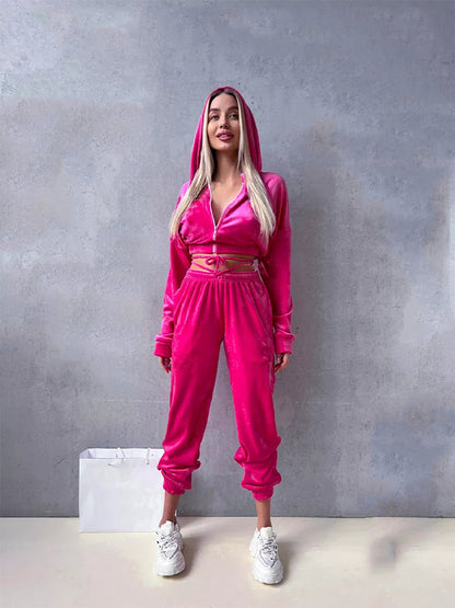Damen Sportanzug-Set Kapuze Elastischer Bund