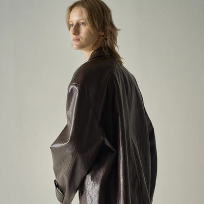 Damen Kunstlederjacke Übergroßer Schnitt Norvielle