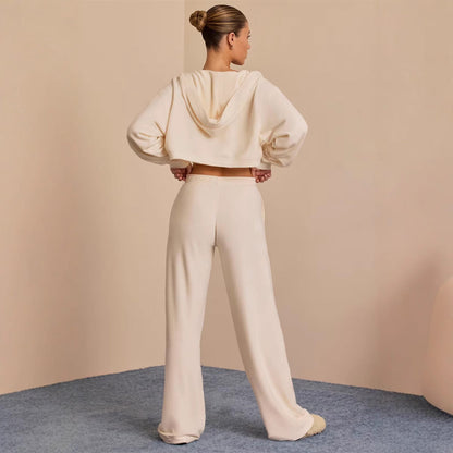 Damen Lounge-Set Cropped Weite Hose