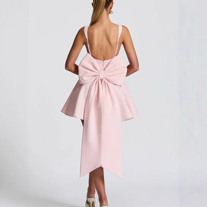 Damen Cocktailkleid Oversized Schleifen-Design Fließender Rock