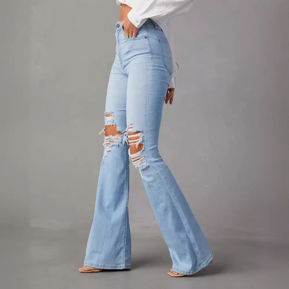 Damen Flare Jeans Destroyed Effekt