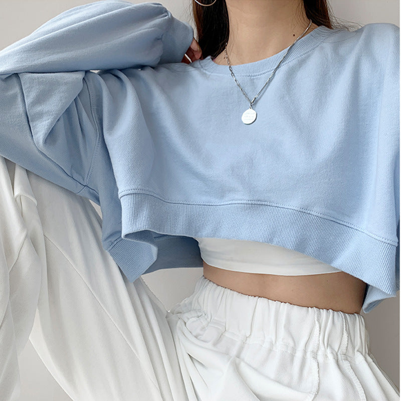 Damen Cropped Sweatshirt Norvielle Kapuzenlos