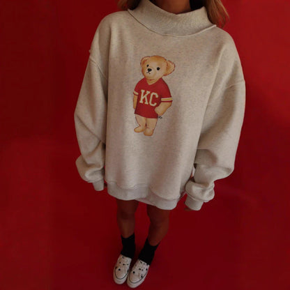 Damen Oversized Sweatshirt Bärenmotiv Norvielle