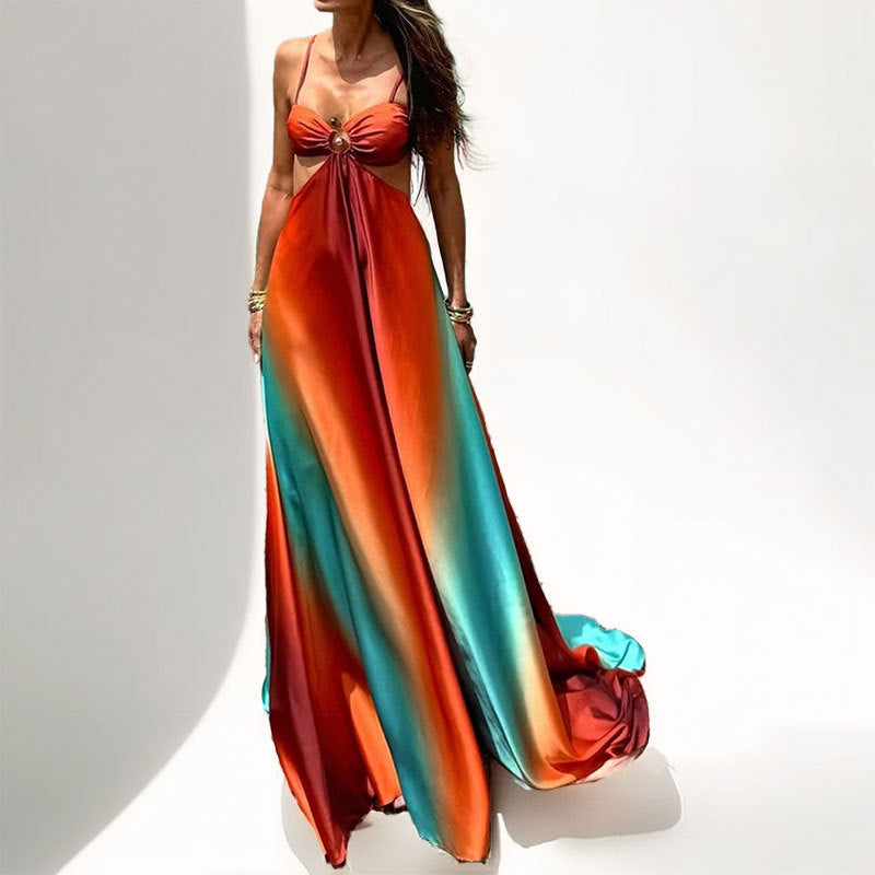 Damen Maxikleid Cut-Out-Design Farbverlauf Norvielle
