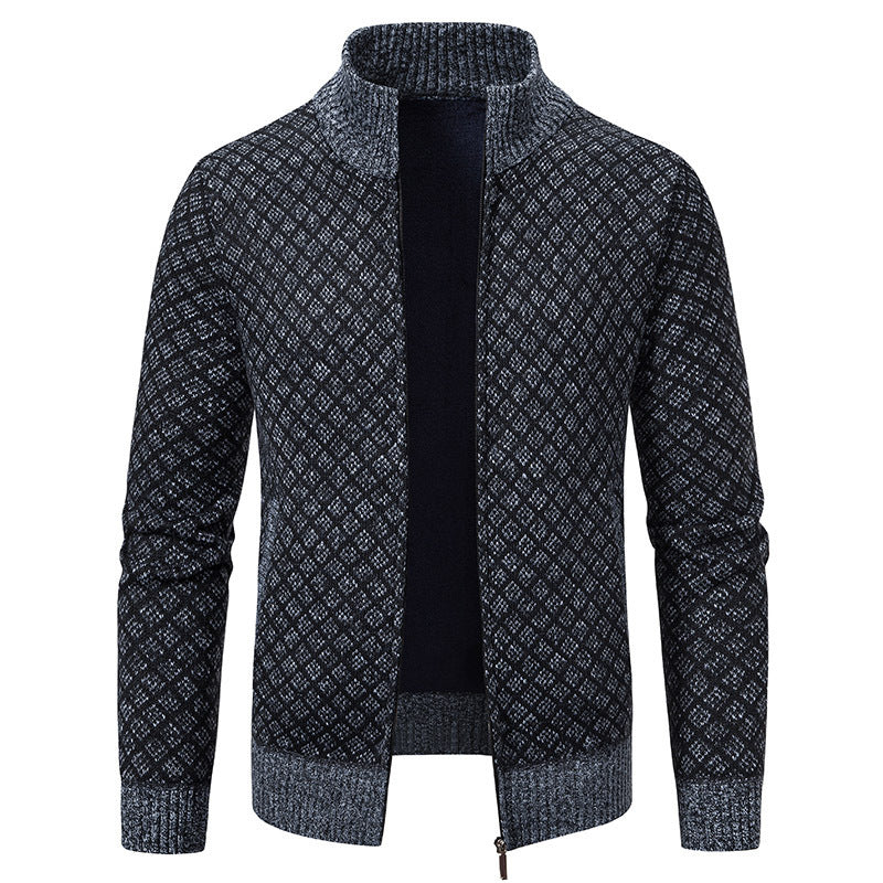 Herren Strickblazer Strukturiertes Muster Anthrazit