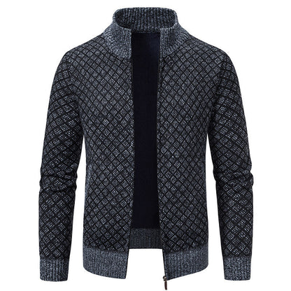 Herren Strickblazer Strukturiertes Muster Anthrazit