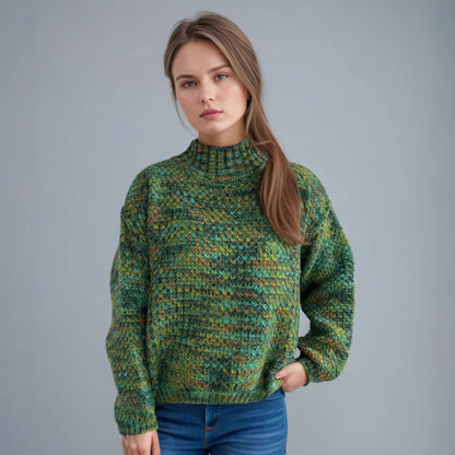 Damen Grobstrickpullover Hochgeschlossener Kragen Luftig Beige