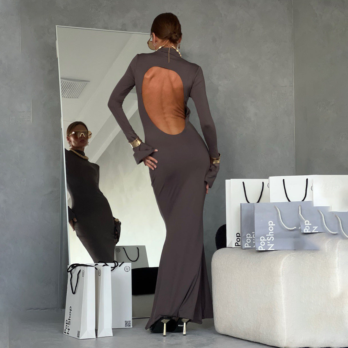 Damen Abendkleid Langärmlig Elegantes Norvielle