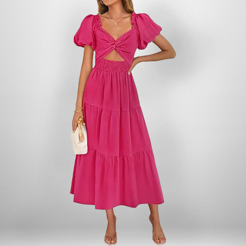 Damen Midi-Kleid Elastisch Floralmuster Norvielle