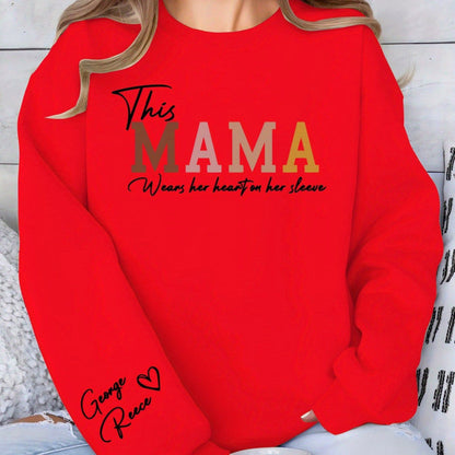 Damen Sweatshirt Mama Aufdruck Bequem Grün
