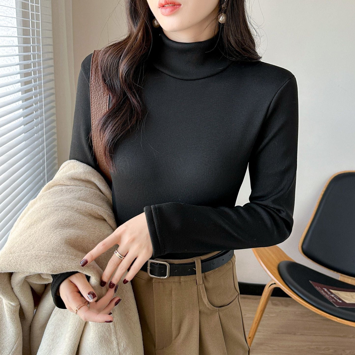 Damen Rollkragenpullover Langarm Norvielle