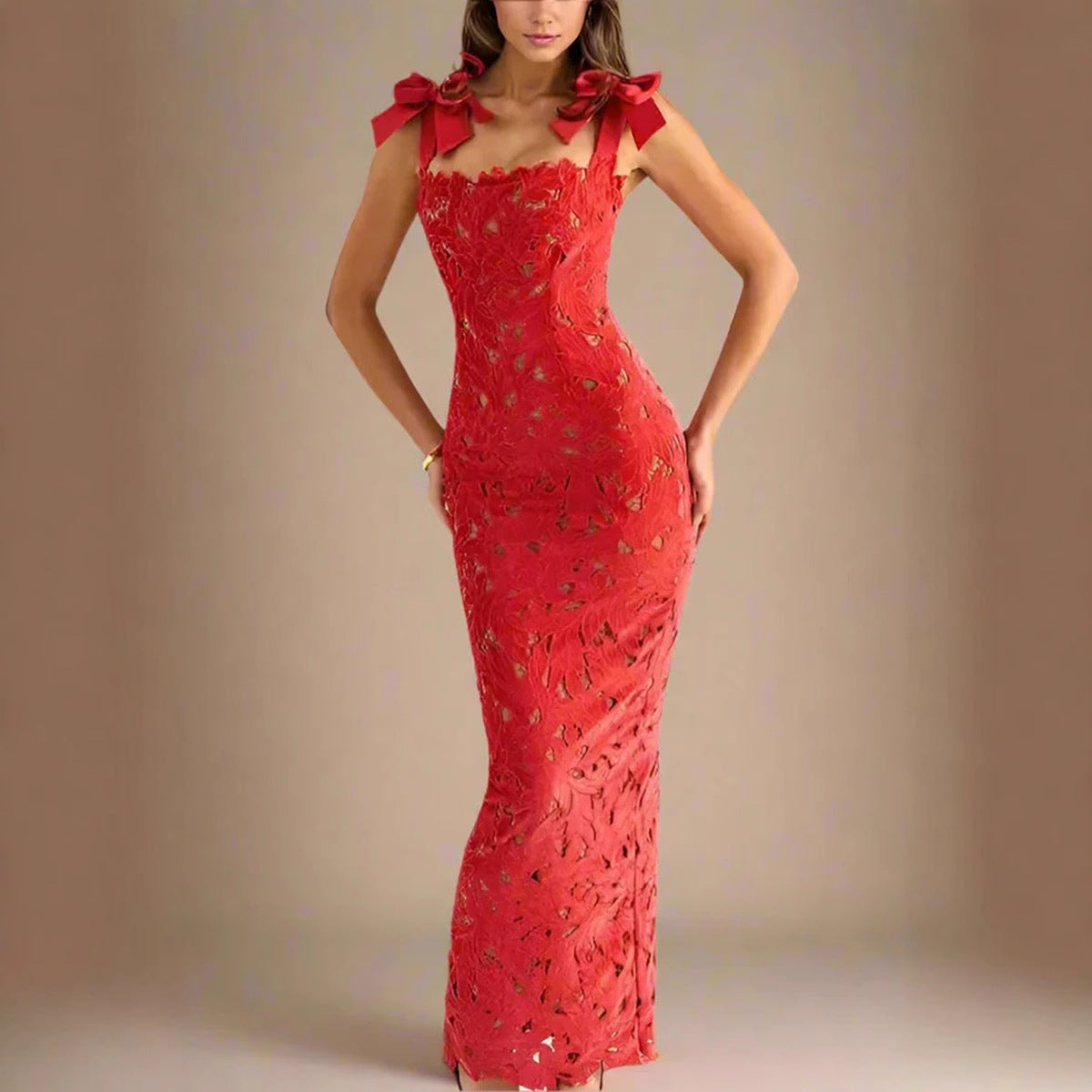 Damen Spitzenkleid mit Schleifenärmel Norvielle - Norvielle