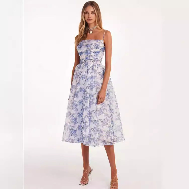 Damen Midi-Kleid Florale Spitze Schwingrock - Norvielle