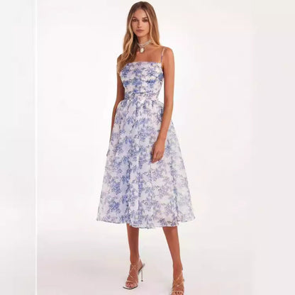 Damen Midi-Kleid Florale Spitze Schwingrock - Norvielle
