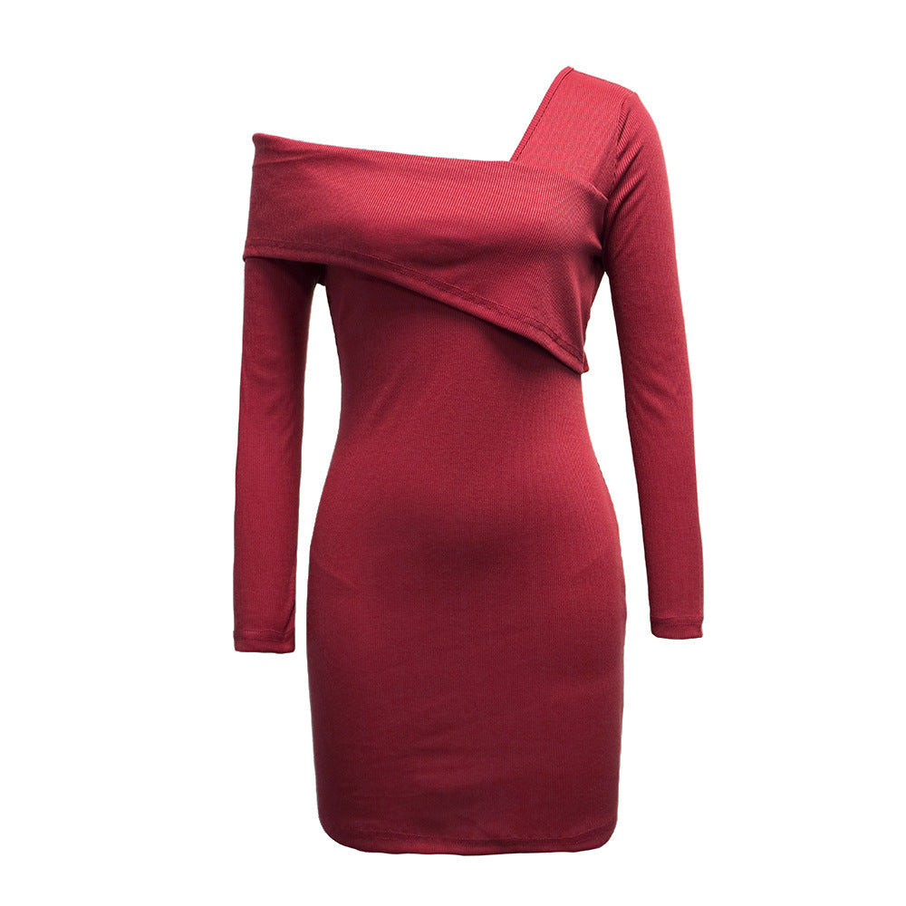 Damen Asymmetrisches Mini-Kleid mit langen Ärmeln Norvielle