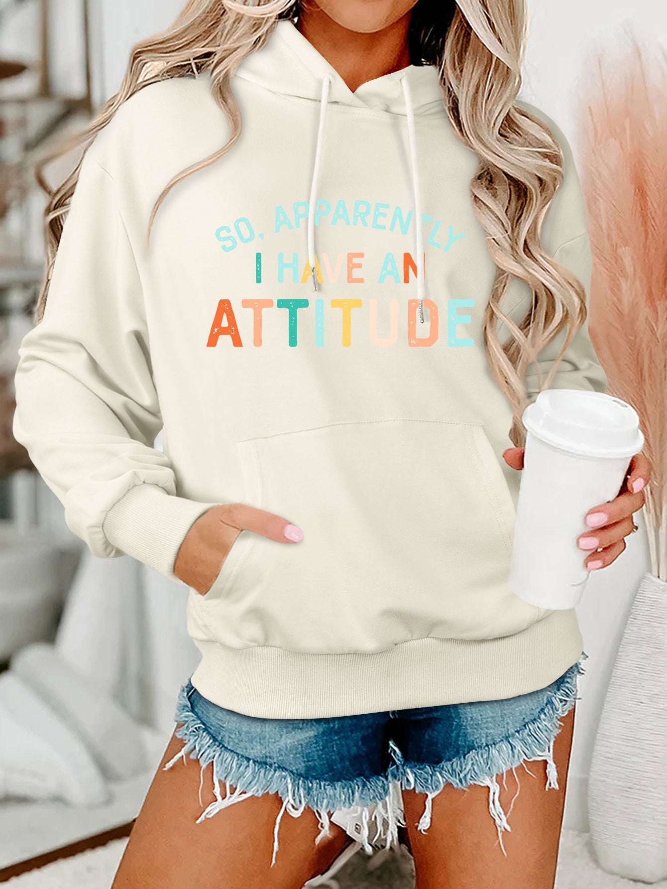Damen Kapuzenpullover Lässig Mit Schriftzug Norvielle