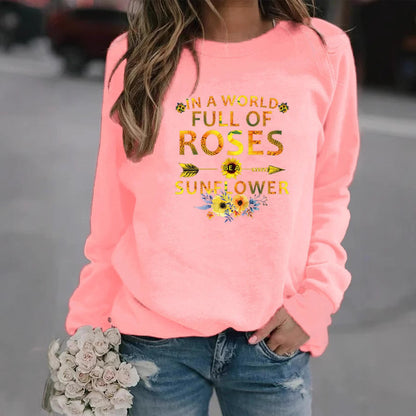 Damen Sweatshirt Blumenverzierung Inspirierendes Motiv Norvielle