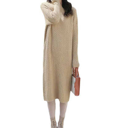 Damen Strickkleid Lässig Strukturiertes Muster Beige