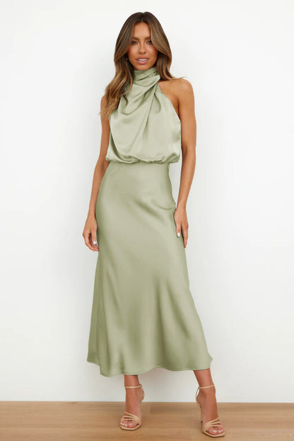 Damenkleid Midi Asymmetrische Halslinie