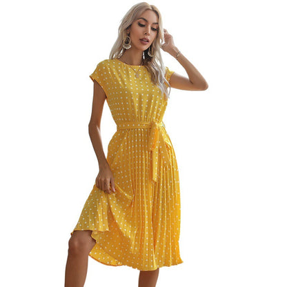 Damen Midi-Kleid Taillierbarer Gürtel Punkte Norvielle
