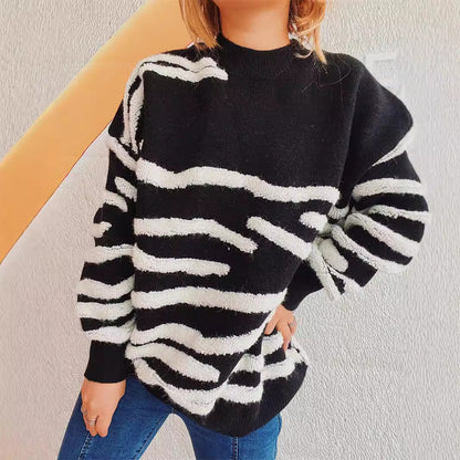Damen Strickpullover Zebramuster Norvielle