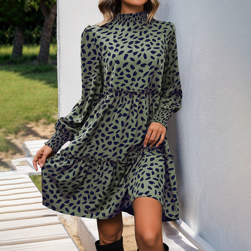 Damen Midi-Kleid mit Rüschendetails Langarm