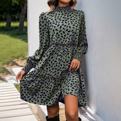 Damen Midi-Kleid mit Rüschendetails Langarm