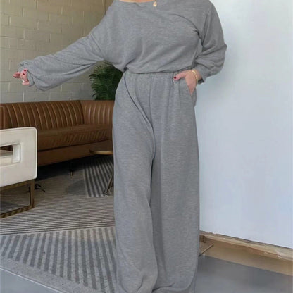 Damen Jumpsuit Komfort Weite Beine Tiefes Dekolleté Norvielle