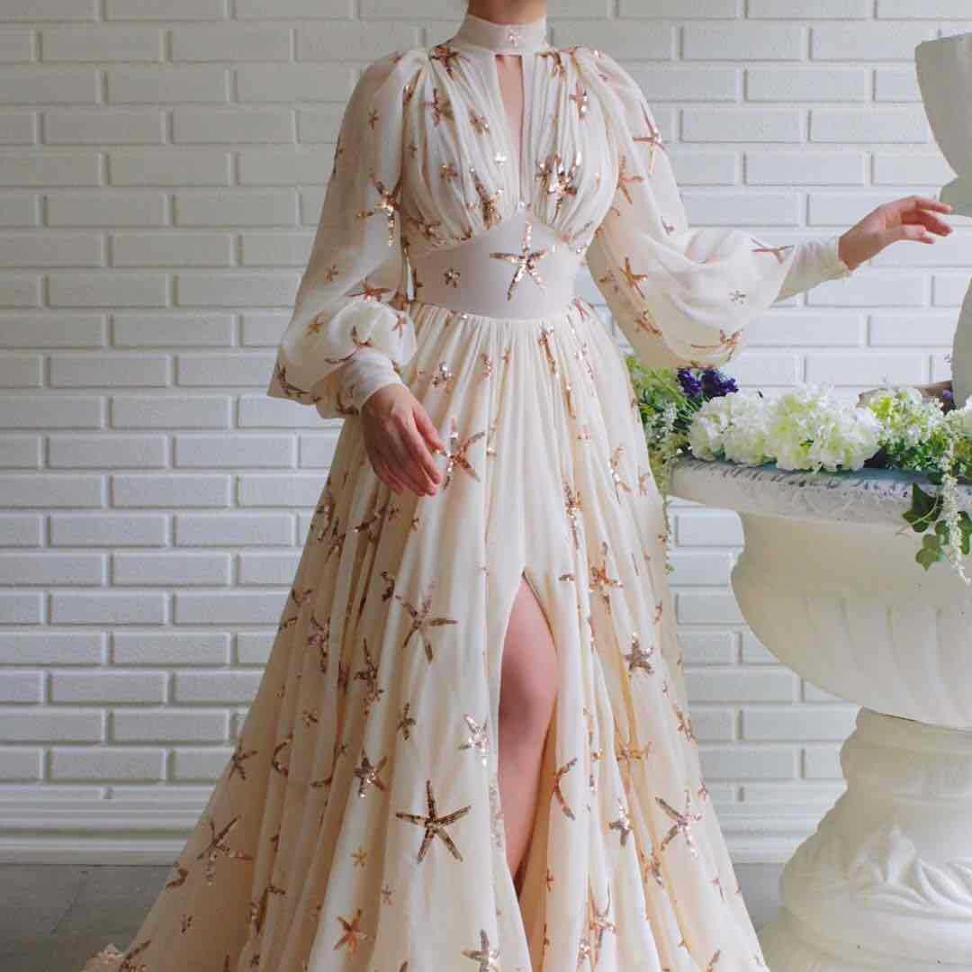 Damen Abendkleid mit Pailletten und Transparenz Norvielle - Norvielle