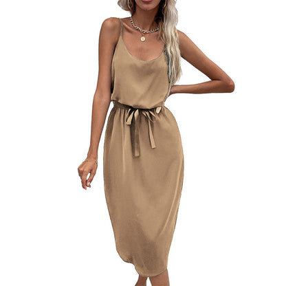 Damen Midikleid Taillenknoten Satinoptik Norvielle
