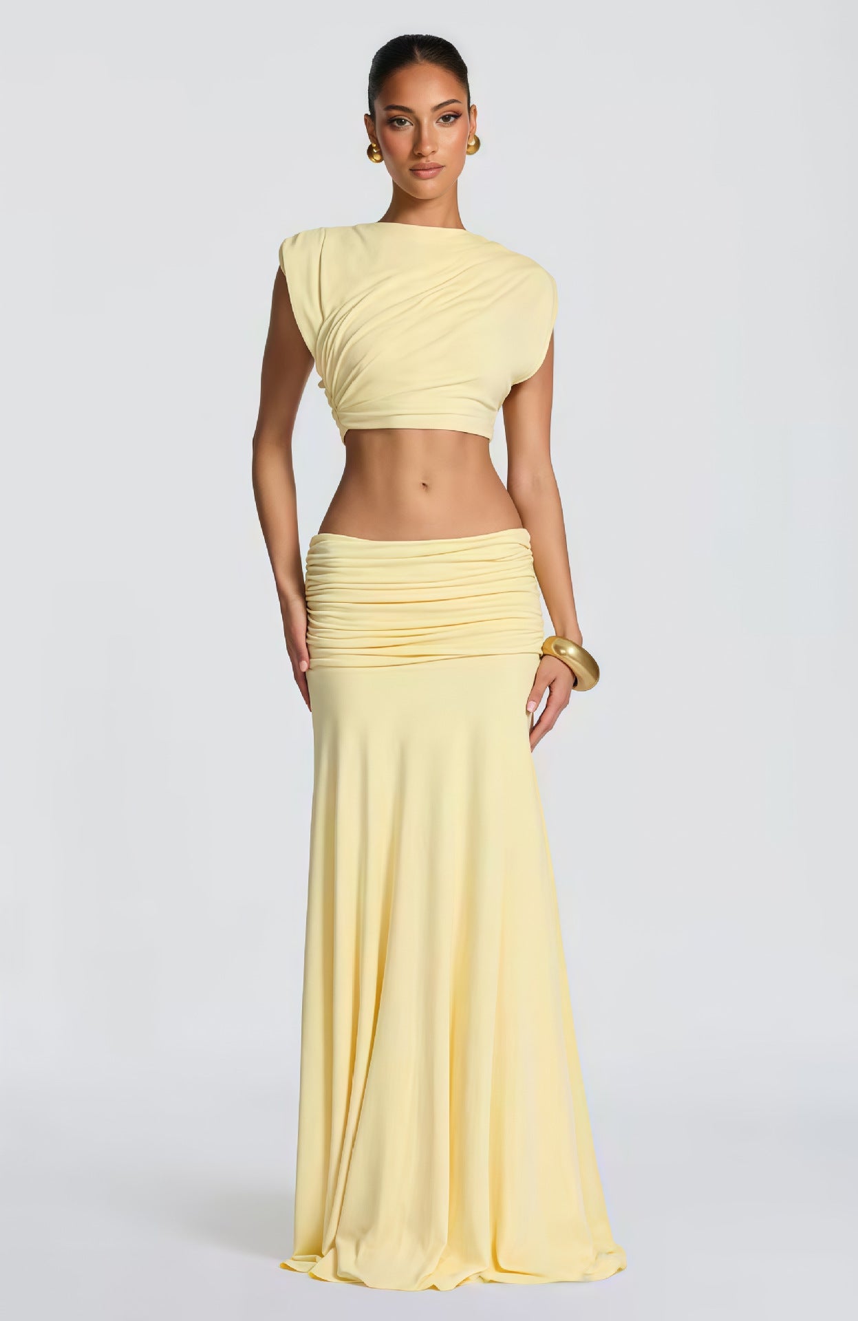 Damen Wickelkleid Drapiertes Oberteil Fließender Rock Norvielle
