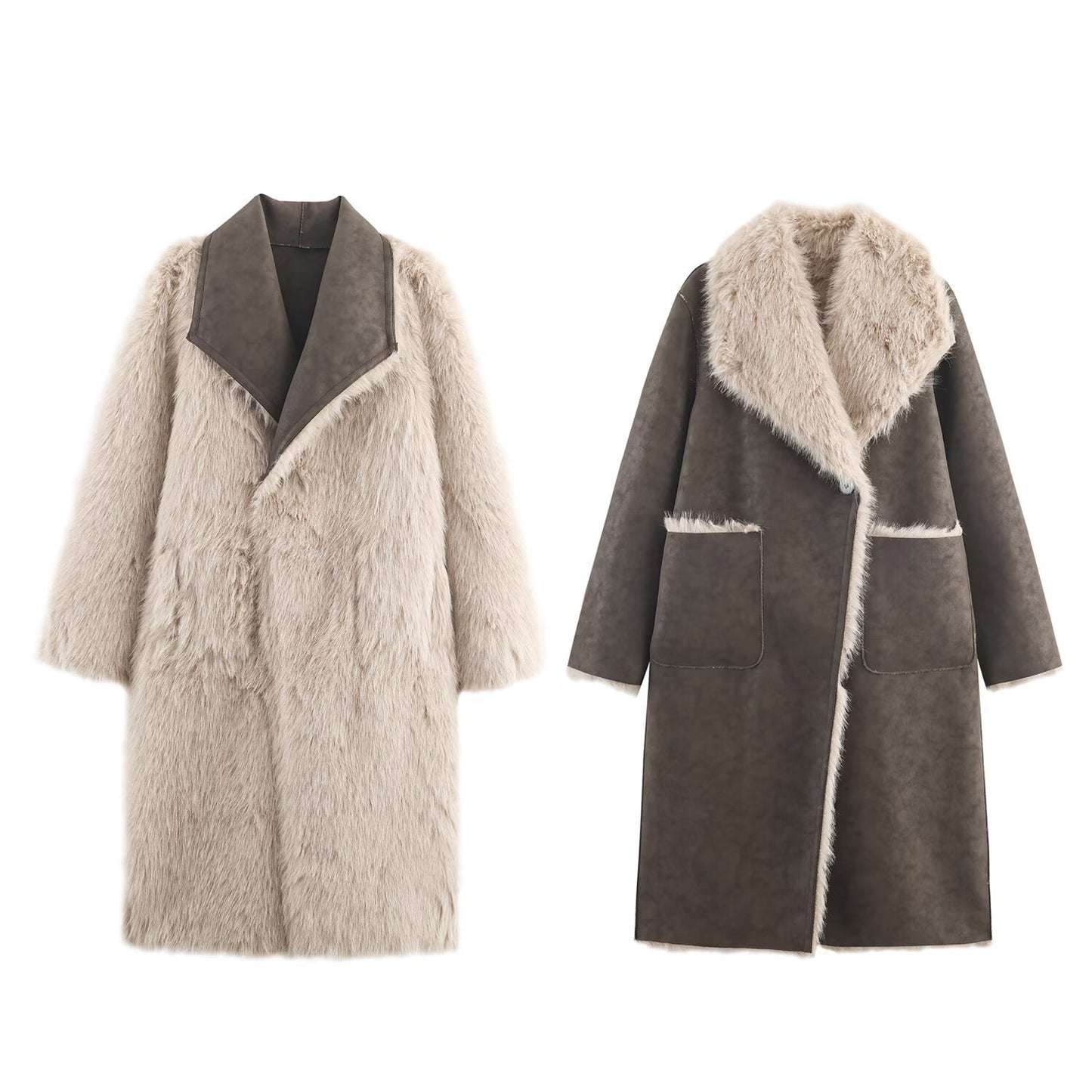 Damen Kunstpelz-Mantel Elegantes Design Norvielle